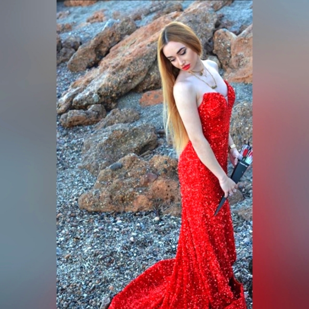 Red Mermaid Sequin Gown
